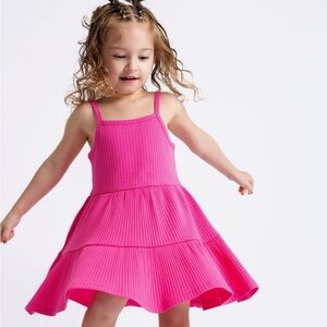 monica + andy Bright Pink Ribbed Spaghetti Strap Dress - 2T